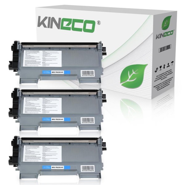 Kineco Set 3 Toner kompatibel zu Brother TN2220 HC 3xbk
