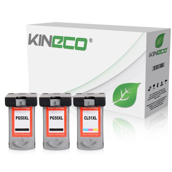 Kineco Multipack 3 Patronen Canon PG50 CL51 2xbk 1xcol