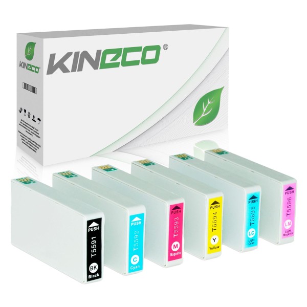 Kineco 6 Tintenpatronen kompatibel zu Epson T5591-T5596 XL