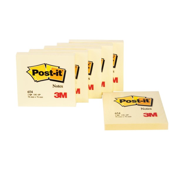 Post-it® Haftnotizen Standard 654 gelb 6 Blöcke