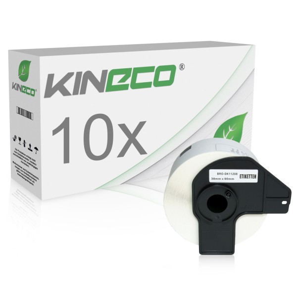 10x Etiketten kompatibel zu Brother DK-11208, 38mm x 90mm