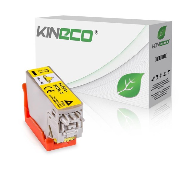 Kineco kompatibel für Epson Tintenpatrone C13T02H44010 / 202XL Gelb [XL Füllmenge]