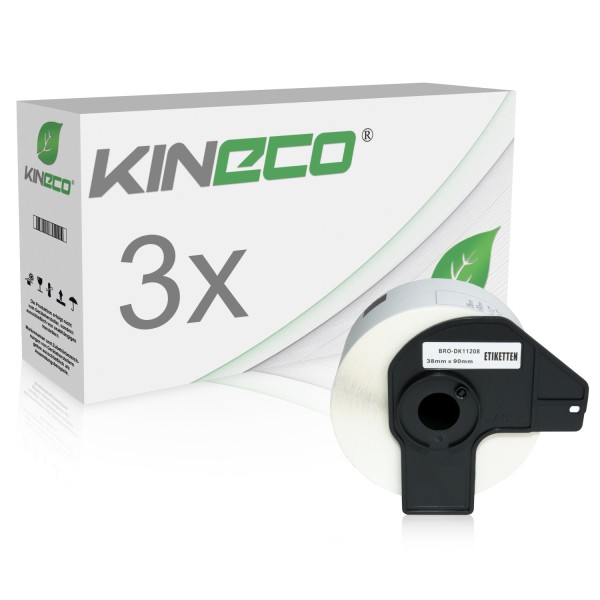 3x Etiketten kompatibel zu Brother DK-11208, 38mm x 90mm