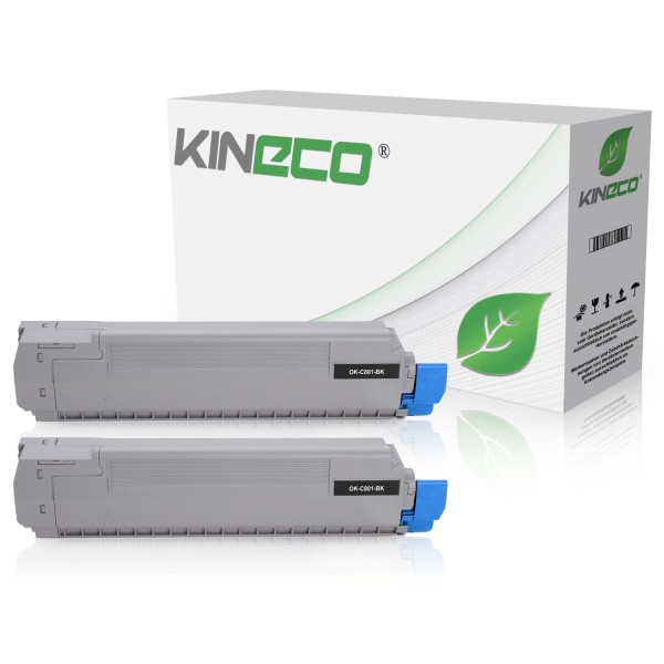Kineco 2 Toner kompatibel zu OKI C801 C821 44643004 XL Schwarz