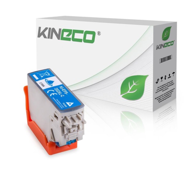 Kineco kompatibel für Epson Tintenpatrone C13T02H24010 / 202XL Cyan [XL Füllmenge]